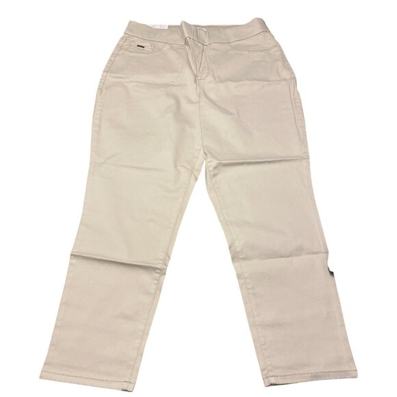 Nine West Womens Heidi Pull-On Crop Pants Size 14 Beige Yoga Stretch Twill Skinn - Picture 2 of 5